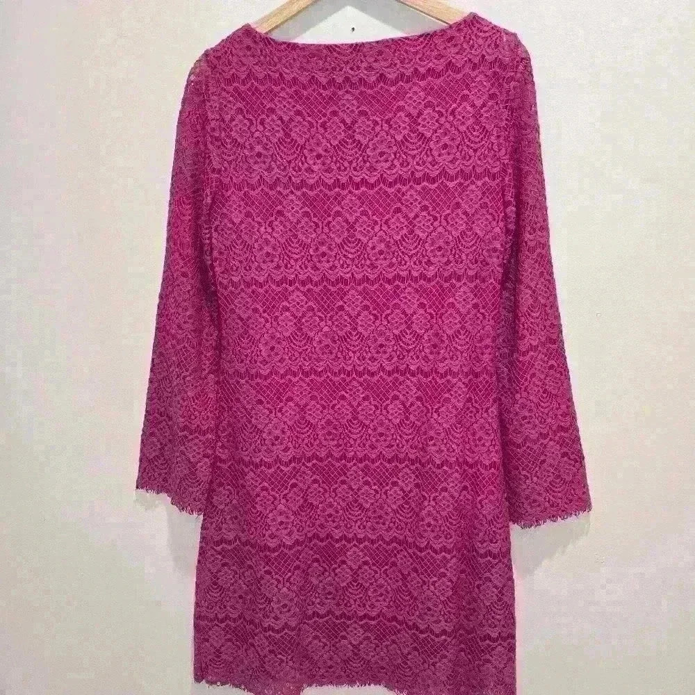 Laundry by Design Fuschia Bodycon Long Sleeve Dress Sz 8 Party/Cocktail - Picture 6 of 9
